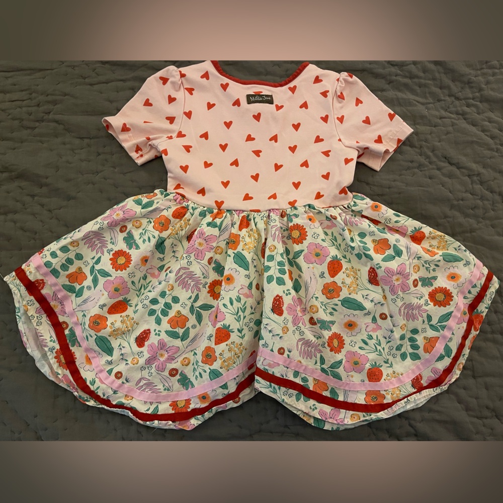Matilda Jane Heart to Heart Rosebud Floral Lap Dress Sz 4T Cotton Valentines Day - Picture 7 of 8